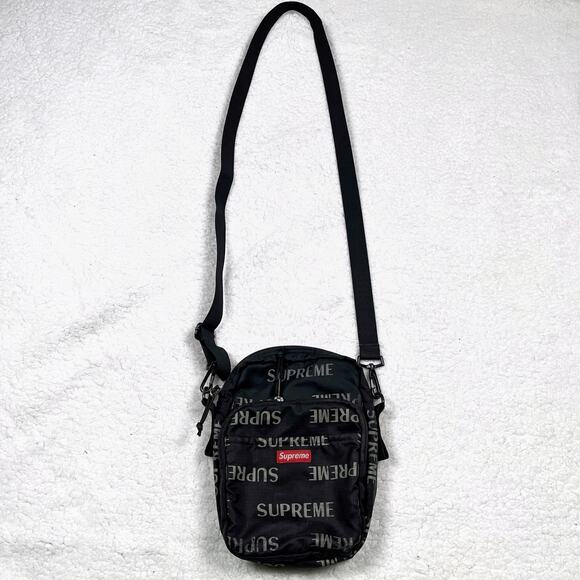 Rare Authentic Supreme FW16 3M Reflective Repeat Black Shoulder Bag Streetwear - Picture 14 of 16